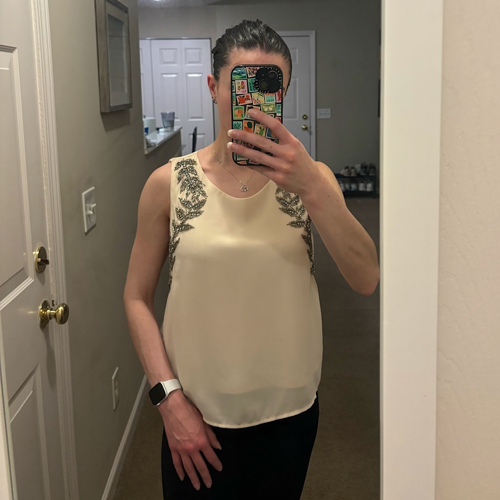 Forever21 Beaded Beige Blouse